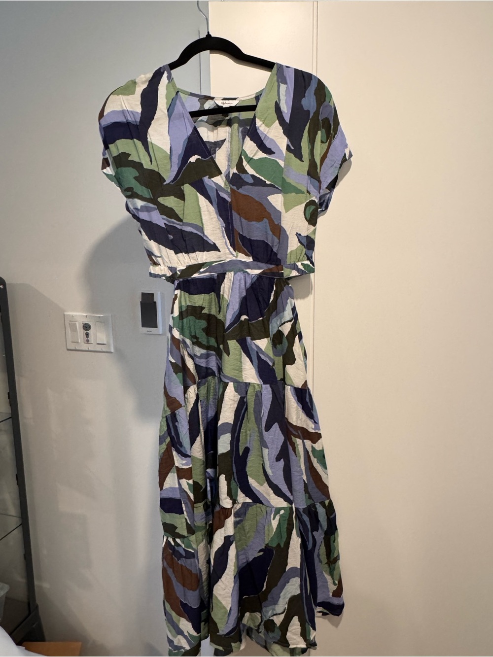 Abstract Maxi Dress in Blue, Green & Brown